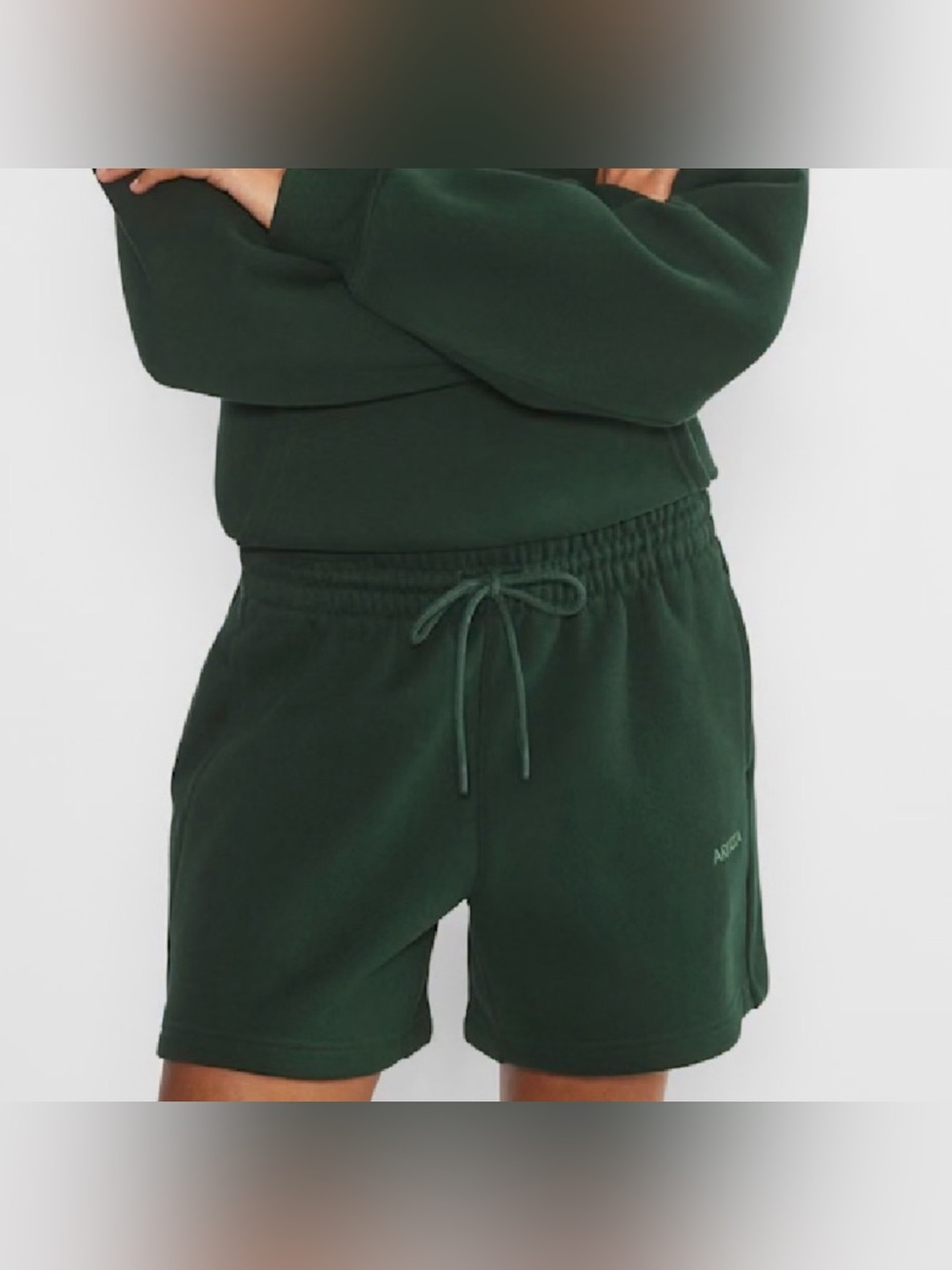 Aritzia Boyfriend Fit Sweatfleece Cozy Fleece Shorts Dark Green - Size L